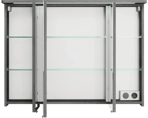 Spiegelschrank mit offenen Türen und Glasablagen