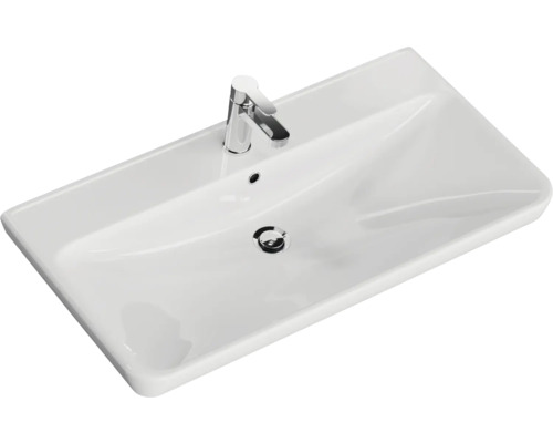 Keramikwaschtisch mit Armatur für das Badezimmer