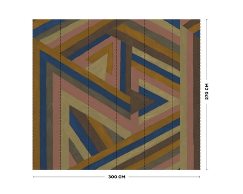 Tapete mit geometrischen Mustern und den Maßen 300 x 270 cm