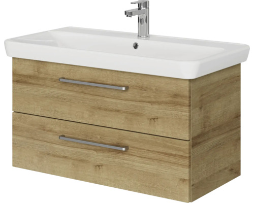 Waschtisch mit Unterschrank, zwei Schubladen und Armatur