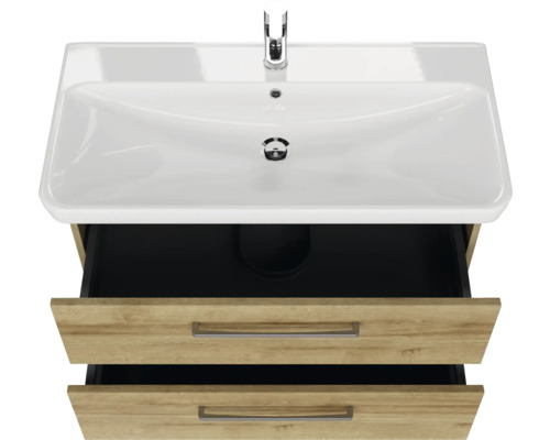 Waschtisch mit zwei Schubladen und Aufsatzwaschbecken