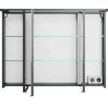 Badmöbel-Set Pelipal Sunline 105 BxHxT 95 x 200 x 46,5 cm Frontfarbe anthrazit mit Keramik-Waschtisch Waschtischunterschrank und Spiegelschrank mit LED-Beleuchtung