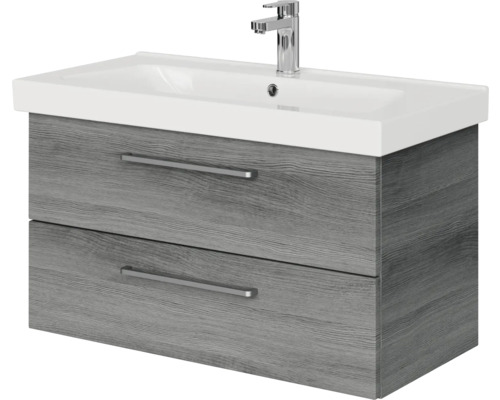 Waschbeckenunterschrank mit zwei Schubladen und Aufsatzwaschbecken