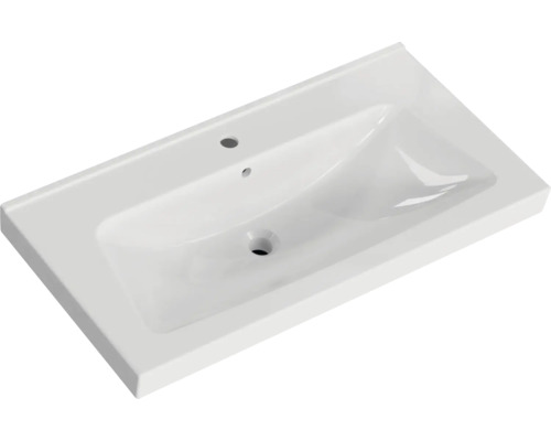 Waschtisch aus Sanitärkeramik mit Hahnloch und Überlauf
