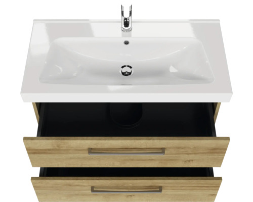 Waschtischunterschrank mit zwei Schubladen und Aufsatzwaschbecken