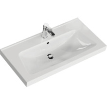 Badmöbel-Set Pelipal Sunline 105 BxHxT 95 x 200 x 46,5 cm Frontfarbe Polar Pinie mit Keramik-Waschtisch Waschtischunterschrank und Spiegelschrank mit LED-Beleuchtung