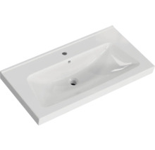 Badmöbel-Set Pelipal Sunline 105 BxHxT 95 x 200 x 46,5 cm Frontfarbe Polar Pinie mit Keramik-Waschtisch Waschtischunterschrank und Spiegelschrank mit LED-Beleuchtung