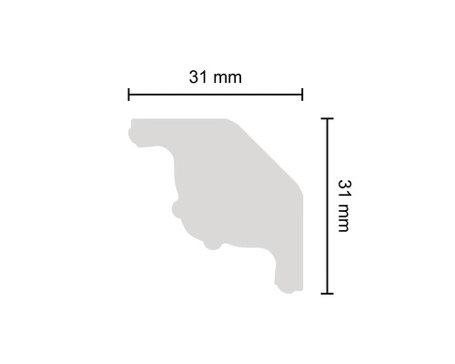 Abmessungen einer Zierleiste: 31 x 31 Millimeter