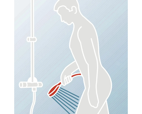 Symbolbild einer Person, die sich mit einer Handbrause abduscht.