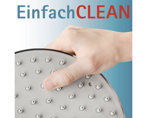 Duschkopf mit Antikalkfunktion wird gereinigt