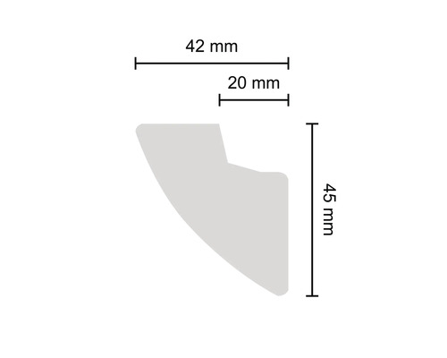 Profilleiste mit den Maßen 42 mm Breite und 45 mm Höhe