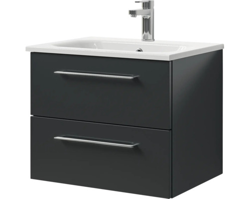 Waschtischunterschrank mit zwei Schubladen, Keramikwaschbecken und Armatur