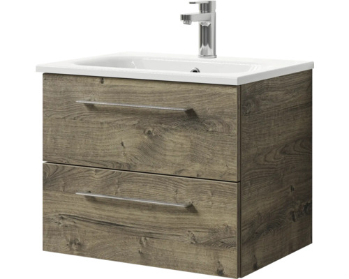 Waschtischunterschrank mit zwei Schubladen und Aufsatzwaschbecken