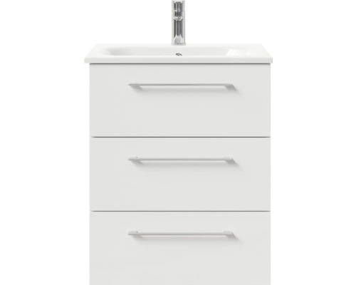 Waschtischunterschrank mit drei Schubladen und Aufsatzwaschbecken