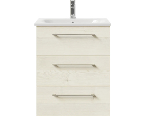 Waschtischunterschrank mit drei Schubladen und Aufsatzwaschbecken