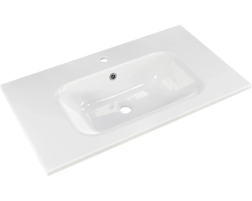 Waschtisch aus Keramik mit Hahnloch und Überlauf