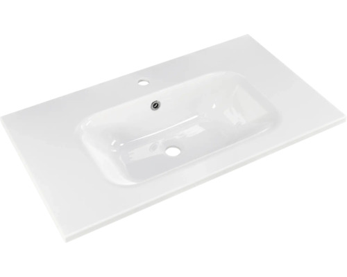 Waschtisch aus Keramik mit Hahnloch und Überlauf