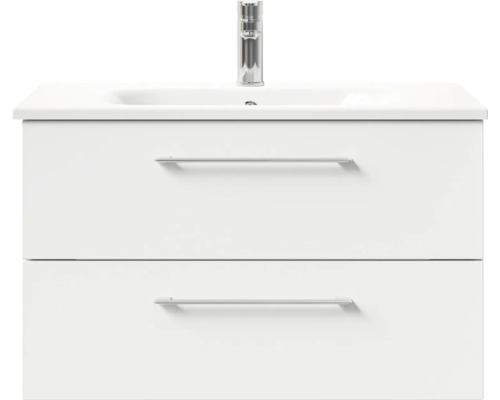 Waschtischunterschrank mit zwei Schubladen und Aufsatzwaschbecken