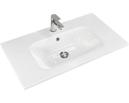 Waschtisch mit Armatur und rechteckigem Becken