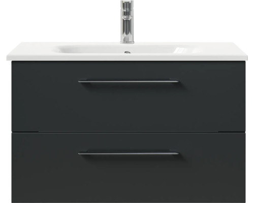 Waschtischunterschrank mit zwei Schubladen, Aufsatzwaschbecken und Armatur