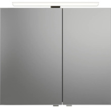 Badmöbel-Set Pelipal Sunline 121 BxHxT 81 x 200 x 46 cm Frontfarbe Eiche ribbeck mit Mineralguss-Waschtisch Waschtischunterschrank und Spiegelschrank mit LED-Beleuchtung