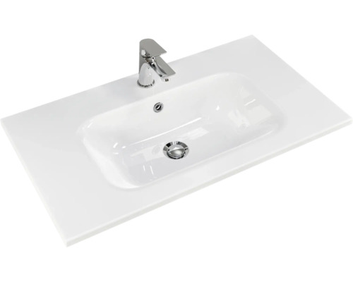 Keramikwaschtisch mit Armatur für das Badezimmer