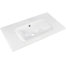 Badmöbel-Set Pelipal Sunline 121 BxHxT 81 x 200 x 46 cm Frontfarbe Eiche ribbeck mit Mineralguss-Waschtisch Waschtischunterschrank und Spiegelschrank mit LED-Beleuchtung