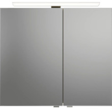 Badmöbel-Set Pelipal Sunline 121 BxHxT 81 x 200 x 46 cm Frontfarbe Polar Pinie mit Mineralguss-Waschtisch Waschtischunterschrank und Spiegelschrank mit LED-Beleuchtung