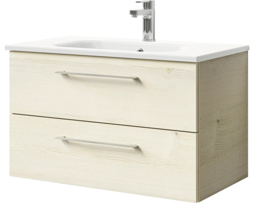 Waschtischunterschrank mit zwei Schubladen, Aufsatzwaschbecken und Armatur
