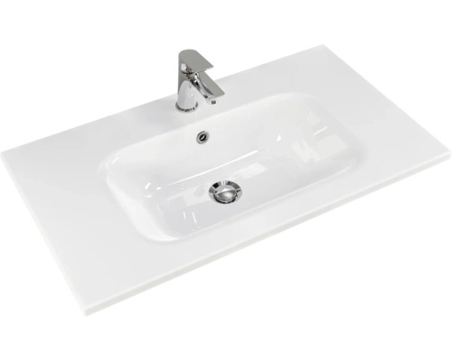 Aufsatzwaschbecken aus Sanitärkeramik mit Armatur