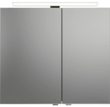 Badmöbel-Set Pelipal Sunline 121 BxHxT 81 x 200 x 46 cm Frontfarbe Eiche ribbeck mit Mineralguss-Waschtisch Waschtischunterschrank 3 Schubkästen und Spiegelschrank mit LED-Beleuchtung