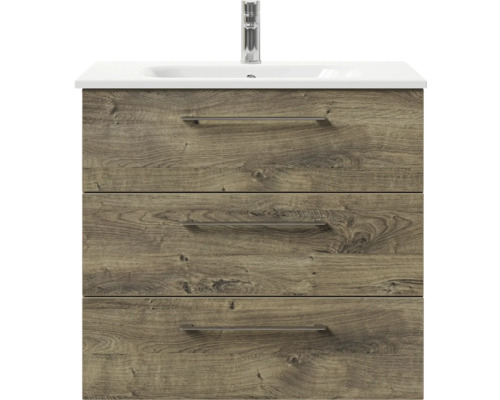 Waschtischunterschrank mit drei Schubladen und Waschbecken