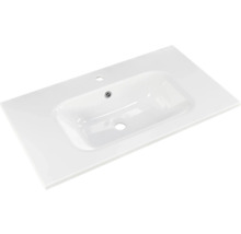 Badmöbel-Set Pelipal Sunline 121 BxHxT 81 x 200 x 46 cm Frontfarbe Eiche ribbeck mit Mineralguss-Waschtisch Waschtischunterschrank 3 Schubkästen und Spiegelschrank mit LED-Beleuchtung
