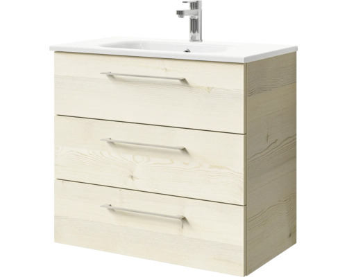 Waschtischunterschrank mit drei Schubladen, Waschbecken und Armatur