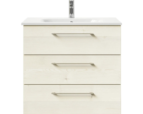 Waschtischunterschrank mit drei Schubladen und Aufsatzwaschbecken