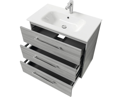 Waschtischunterschrank mit drei Schubladen, Waschtisch und Armatur
