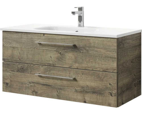 Waschbeckenunterschrank mit zwei Schubladen und Armatur