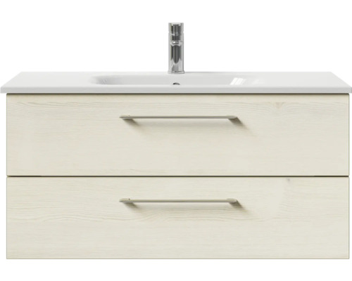 Waschtischunterschrank mit zwei Schubladen, Aufsatzwaschbecken und Armatur