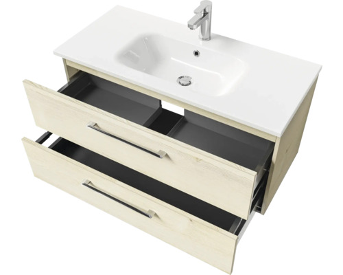 Waschtischunterschrank mit zwei Schubladen, Waschbecken und Armatur