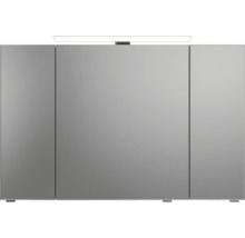 Badmöbel-Set Pelipal Sunline 121 BxHxT 110 x 200 x 46 cm Frontfarbe sangallo grau mit Mineralguss-Waschtisch Waschtischunterschrank und Spiegelschrank mit LED-Beleuchtung