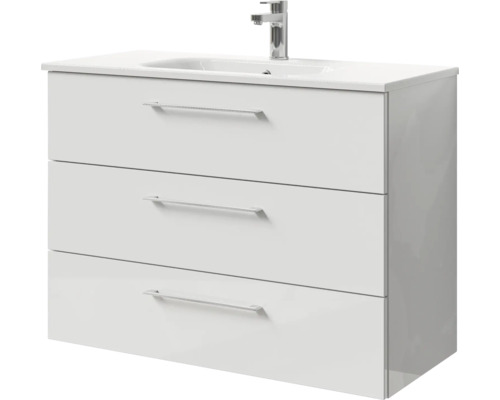 Waschtischunterschrank mit drei Schubladen und Waschbecken