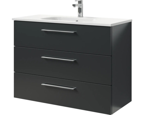 Waschtischunterschrank mit drei Schubladen und Waschbecken