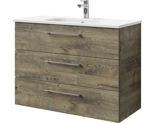 Waschtischunterschrank mit drei Schubladen und Waschbecken