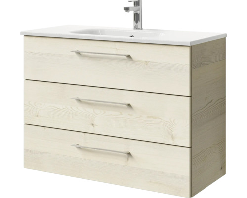 Waschtischunterschrank mit drei Schubladen und Waschbecken