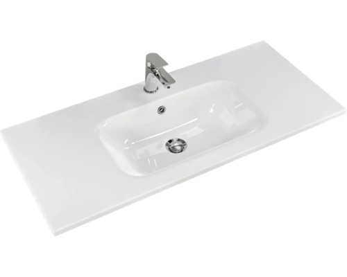 Aufsatzwaschbecken aus Keramik mit Armatur