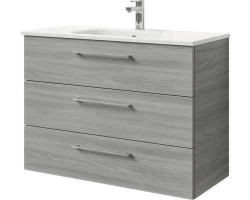 Waschtischunterschrank mit drei Schubladen und Waschbecken