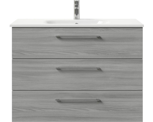 Waschtischunterschrank mit drei Schubladen, Waschbecken und Armatur