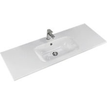 Badmöbel-Set Pelipal Sunline 121 BxHxT 121 x 50 x 46 cm Frontfarbe weiß hochglanz mit Mineralguss-Waschtisch und Waschtischunterschrank 3 Schubkästen