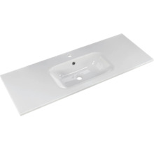 Badmöbel-Set Pelipal Sunline 121 BxHxT 121 x 50 x 46 cm Frontfarbe weiß hochglanz mit Mineralguss-Waschtisch und Waschtischunterschrank 3 Schubkästen