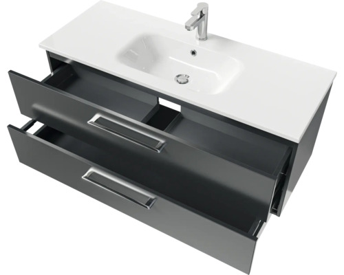 Waschtischunterschrank mit Waschbecken, Armatur und zwei Schubladen